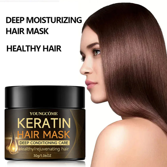 Organic Keratin Hair Mask, Damaged Hair Repair & Shine Restoration