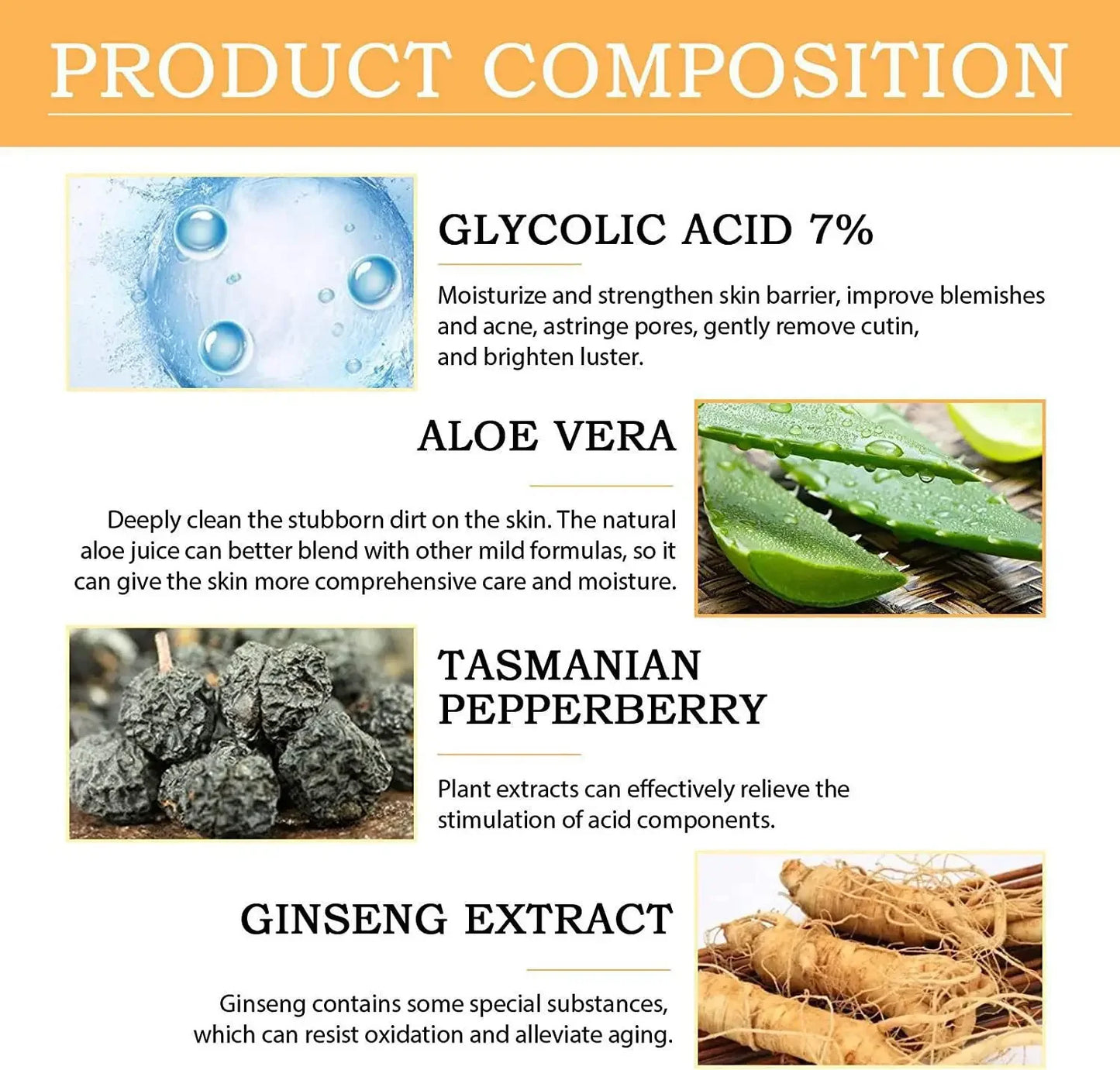 Glycolic Acid 7% Exfoliating Toner Acne Removal, Skin Moisturizing & Rejuvenating Face Lotion
