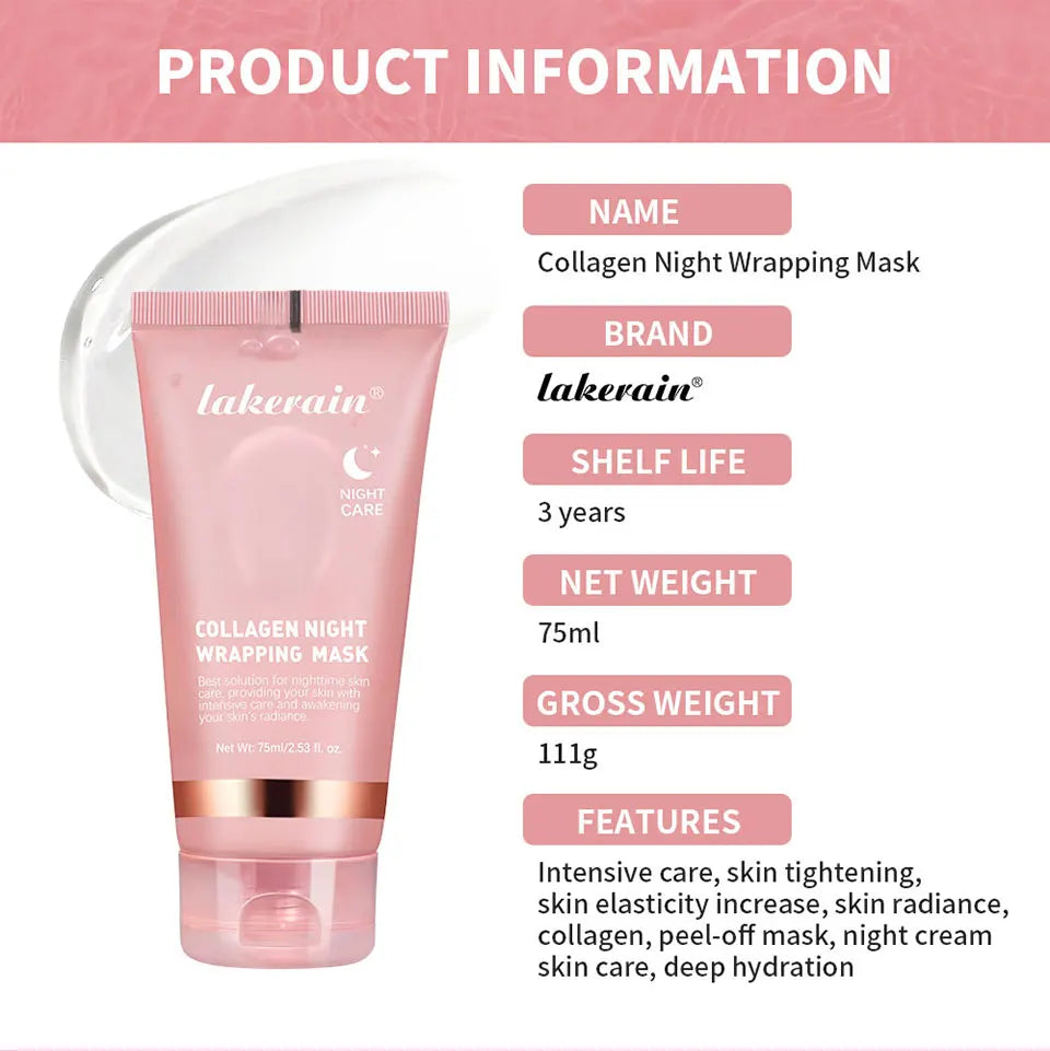 Korean Deep Collagen Overnight Wrapping Peel Off Facial Mask Pack